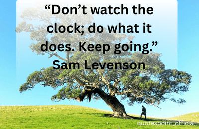 Motivational quote by Sam Levenson about persistence, time management, and progress