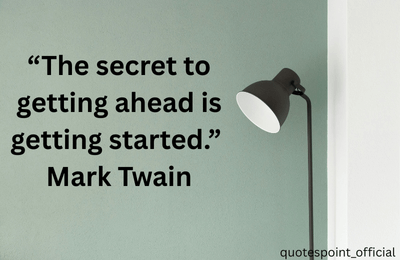 Motivational quote by Mark Twain about success and taking the first step