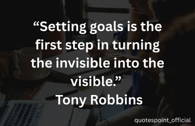 Motivational quote by Tony Robbins about setting goals and achieving success